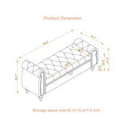 TUYOHW Banc de rangement rectangulaire, banc ottoman de bout de lit de 64,5 pouces avec design touffeté à clous, ottoman en lin pour salon, chambre, entrée