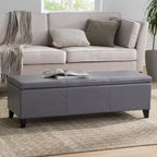 TUYOHW Banc de rangement, banc ottoman de bout de lit 51,25 avec couvercle à fermeture en douceur, ottoman rectangulaire pour salon, entrée