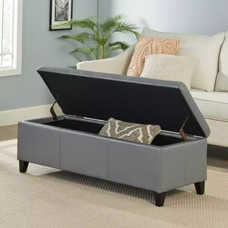TUYOHW Banc de rangement, banc ottoman de bout de lit 51,25 avec couvercle à fermeture en douceur, ottoman rectangulaire pour salon, entrée