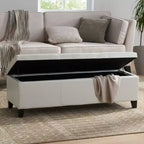 TUYOHW Banc de rangement, banc ottoman de bout de lit 51,25 avec couvercle à fermeture en douceur, ottoman rectangulaire pour salon, entrée