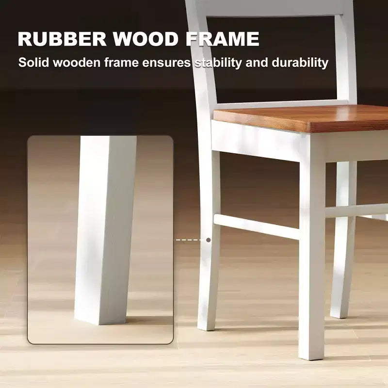 Chaises de salle à manger de ferme, ensemble de 2 chaises de table de cuisine en bois d'hévéa avec dossier ouvert pour le salon