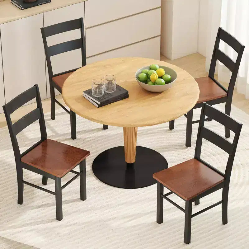 Chaises de salle à manger de ferme, ensemble de 2 chaises de table de cuisine en bois d'hévéa avec dossier ouvert pour le salon