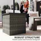 Table d'appoint en osier avec trou de parasol de 1,5 po, table d'appoint carrée d'extérieur avec cadre résistant aux UV, espace de rangement