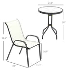 Ensemble de bistro 3 pièces, petit salon de jardin avec chaises empilables et table en verre pour jardin, balcon