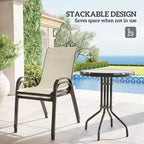 Ensemble de bistro 3 pièces, petit salon de jardin avec chaises empilables et table en verre pour jardin, balcon