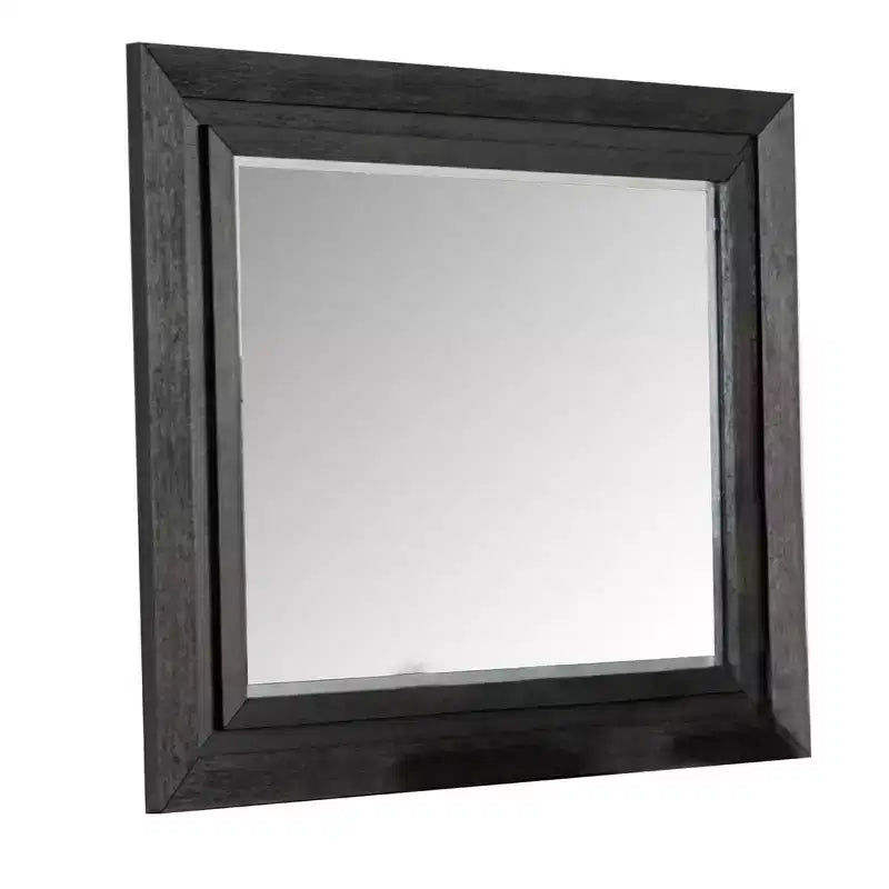 Miroir de commode Royal Hampton, bois massif noir, silhouette rectangulaire, 40x46