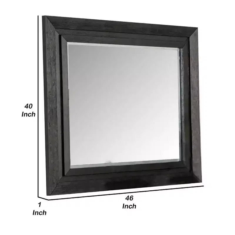 Miroir de commode Royal Hampton, bois massif noir, silhouette rectangulaire, 40x46