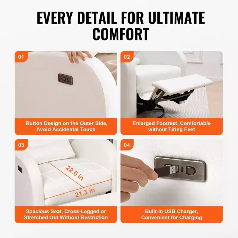 Fauteuil inclinable électrique et planeur pivotant, fauteuil inclinable planeur pivotant avec port USB et capacité de poids de 113 kg