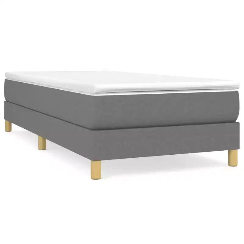 Cadre de lit en tissu gris foncé (100 % polyester), contreplaqué, bois composite