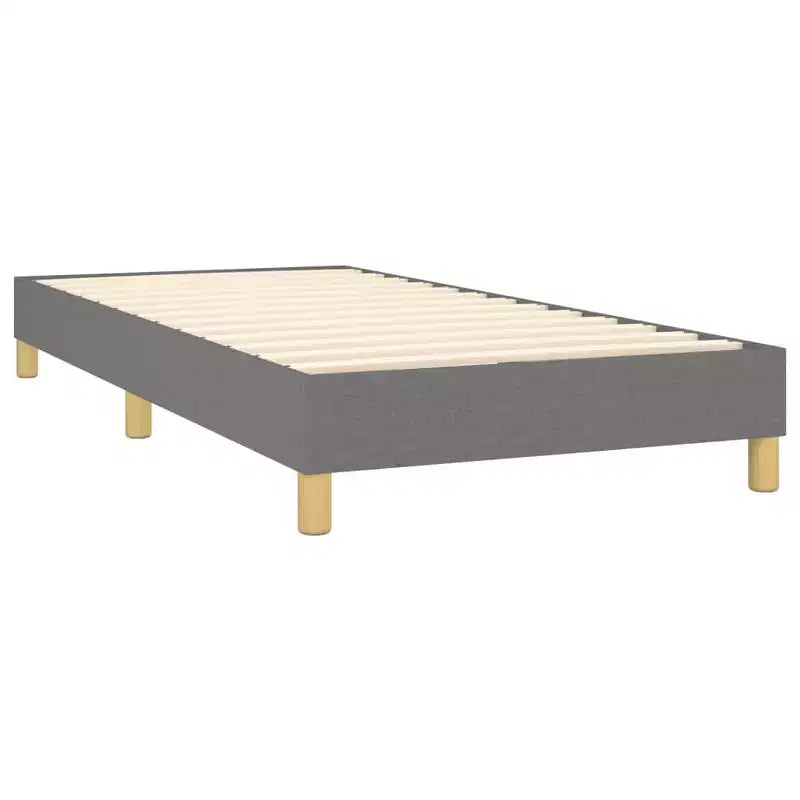 Cadre de lit en tissu gris foncé (100 % polyester), contreplaqué, bois composite