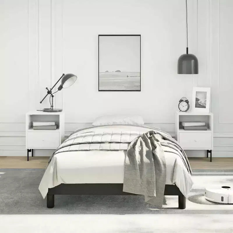 Bed Frame Black Faux leather, Plywood, Engineered wood Twin XL