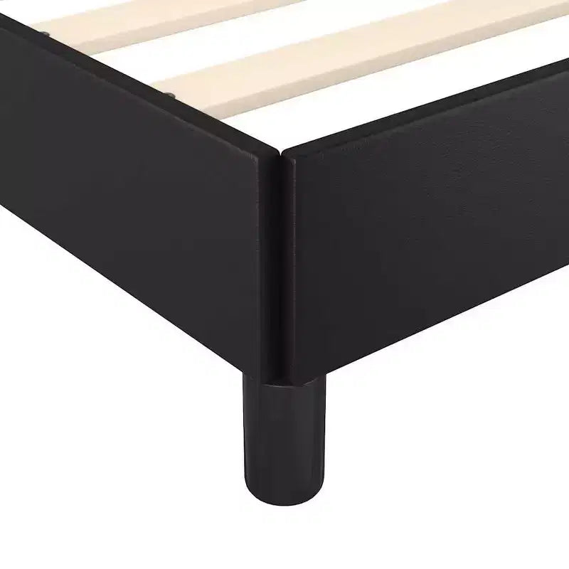 Cadre de lit en similicuir noir, contreplaqué, bois manufacturé Twin XL