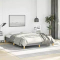 Bed Frame Light Gray Polyester, Plywood, Engineered Wood Full