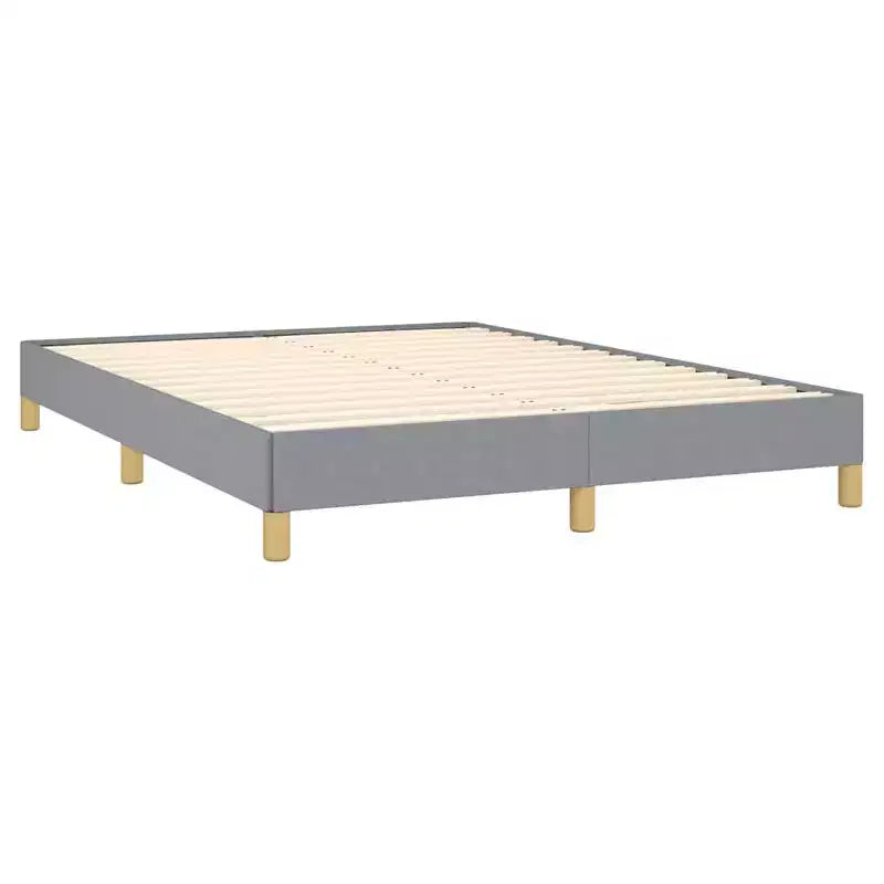 Cadre de lit gris clair en polyester, contreplaqué, bois composite, double