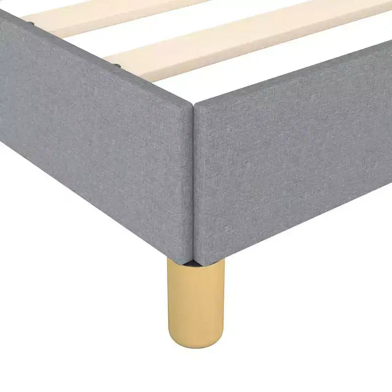 Cadre de lit gris clair en polyester, contreplaqué, bois composite, double