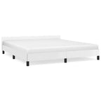 Cadre de lit avec tête de lit Similicuir blanc, contreplaqué, bois manufacturé