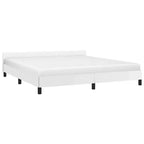 Cadre de lit avec tête de lit Similicuir blanc, contreplaqué, bois manufacturé