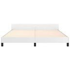 Cadre de lit avec tête de lit Similicuir blanc, contreplaqué, bois manufacturé