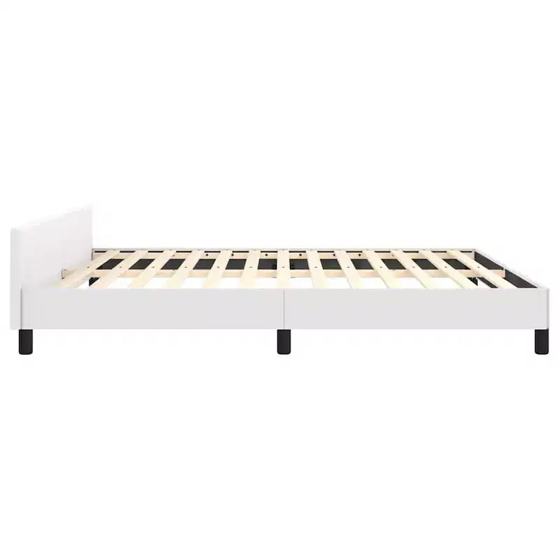 Cadre de lit avec tête de lit Similicuir blanc, contreplaqué, bois manufacturé