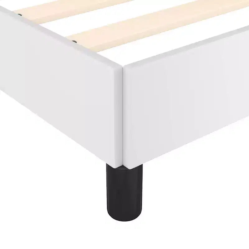 Cadre de lit avec tête de lit Similicuir blanc, contreplaqué, bois manufacturé