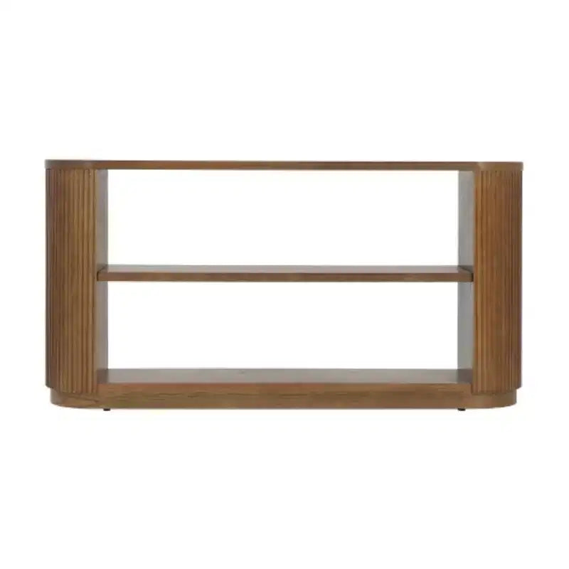 58.9 Table console d'entrée moderne, table de canapé mince avec étagère ouverte, table de couloir finition grain de bois pour salon - Panipeachy