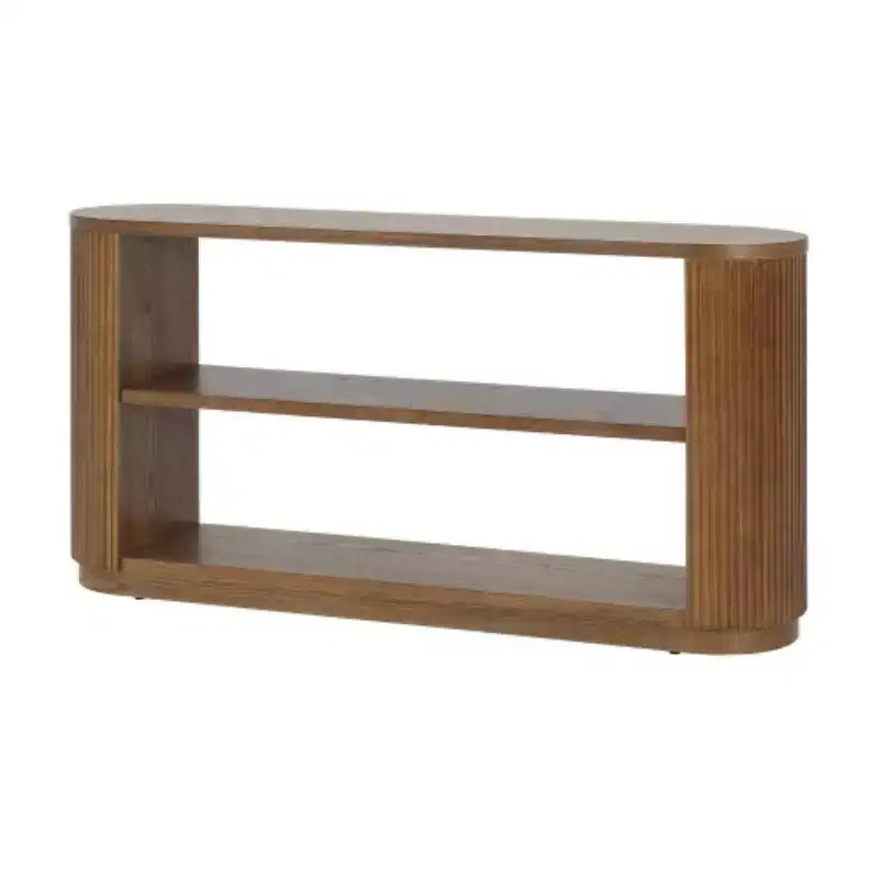 58.9 Table console d'entrée moderne, table de canapé mince avec étagère ouverte, table de couloir finition grain de bois pour salon - Panipeachy