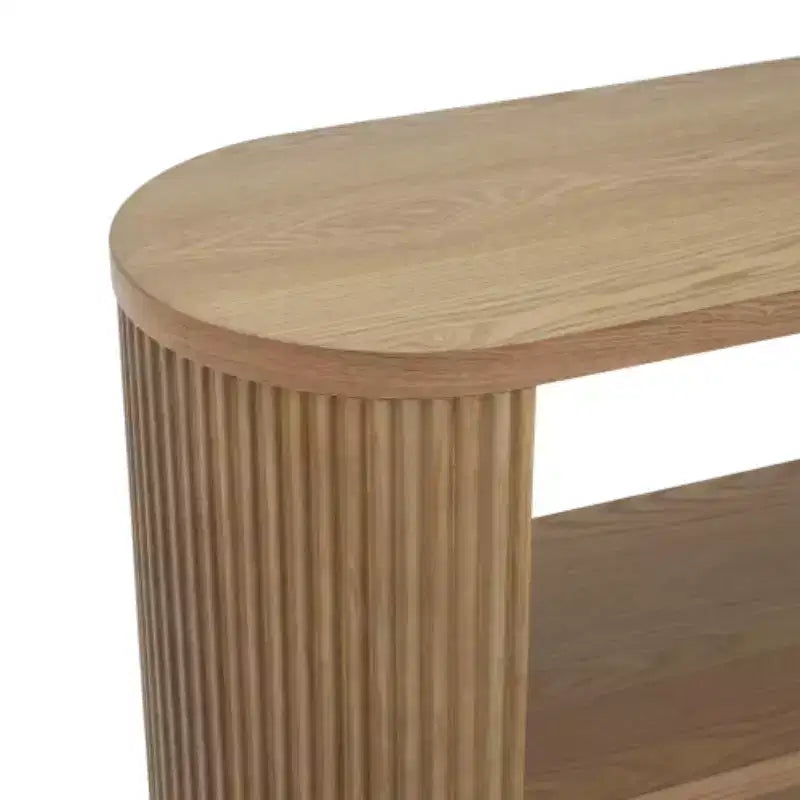 58.9 Table console d'entrée moderne, table de canapé mince avec étagère ouverte, table de couloir finition grain de bois pour salon - Panipeachy