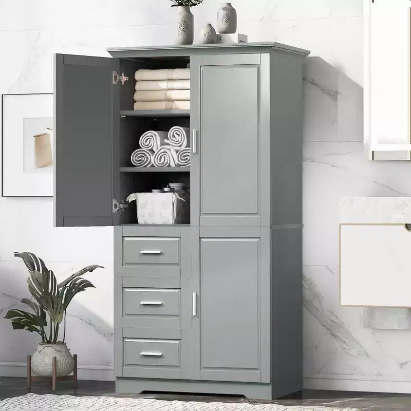 Meuble de rangement haut et large MAYEERTY avec portes et 3 tiroirs pour salle de bain ou bureau