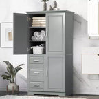 Meuble de rangement haut et large MAYEERTY avec portes et 3 tiroirs pour salle de bain ou bureau