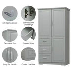 Meuble de rangement haut et large MAYEERTY avec portes et 3 tiroirs pour salle de bain ou bureau