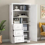 Meuble de rangement haut et large MAYEERTY avec portes et 3 tiroirs pour salle de bain ou bureau