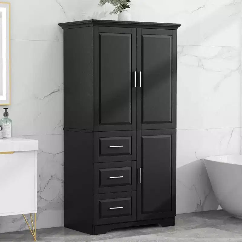 Meuble de rangement haut et large MAYEERTY avec portes et 3 tiroirs pour salle de bain ou bureau