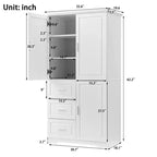 Meuble de rangement haut et large MAYEERTY avec portes et 3 tiroirs pour salle de bain ou bureau