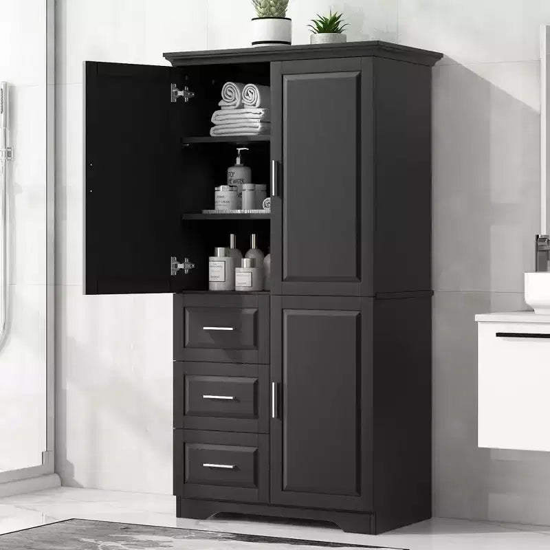 Meuble de rangement haut et large MAYEERTY avec portes et 3 tiroirs pour salle de bain ou bureau