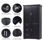 Meuble de rangement haut et large MAYEERTY avec portes et 3 tiroirs pour salle de bain ou bureau