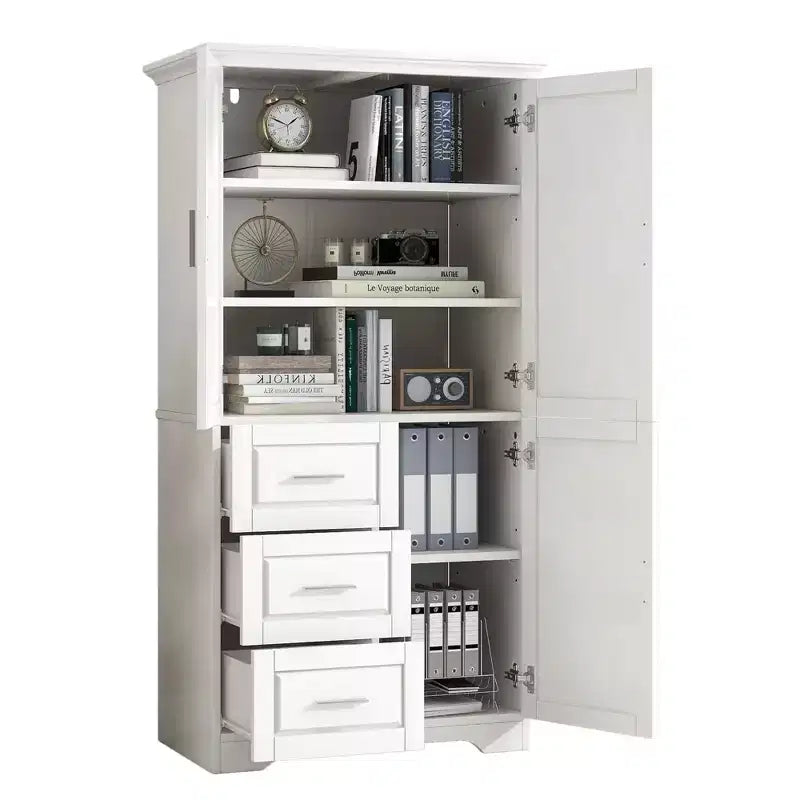 Meuble de rangement haut et large MAYEERTY avec portes et 3 tiroirs pour salle de bain ou bureau