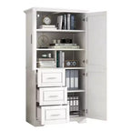 Meuble de rangement haut et large MAYEERTY avec portes et 3 tiroirs pour salle de bain ou bureau