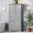 Meuble de rangement haut et large MAYEERTY avec portes et 3 tiroirs pour salle de bain ou bureau