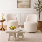 Royal Hampton Accent Chair Set of 2, 360 Degree Swivel Rotation, Beige White Boucle