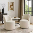 Lot de 2 fauteuils d'appoint Royal Hampton, rotation pivotante à 360 degrés, tissu bouclé blanc cassé