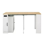 Table à manger extensible JVNOXK de 59 pouces avec 3 rallonges centrales amovibles, îlot de rangement mobile avec prise de courant et roulettes