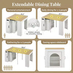 Table à manger extensible JVNOXK de 59 pouces avec 3 rallonges centrales amovibles, îlot de rangement mobile avec prise de courant et roulettes