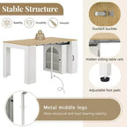 Table à manger extensible JVNOXK de 59 pouces avec 3 rallonges centrales amovibles, îlot de rangement mobile avec prise de courant et roulettes