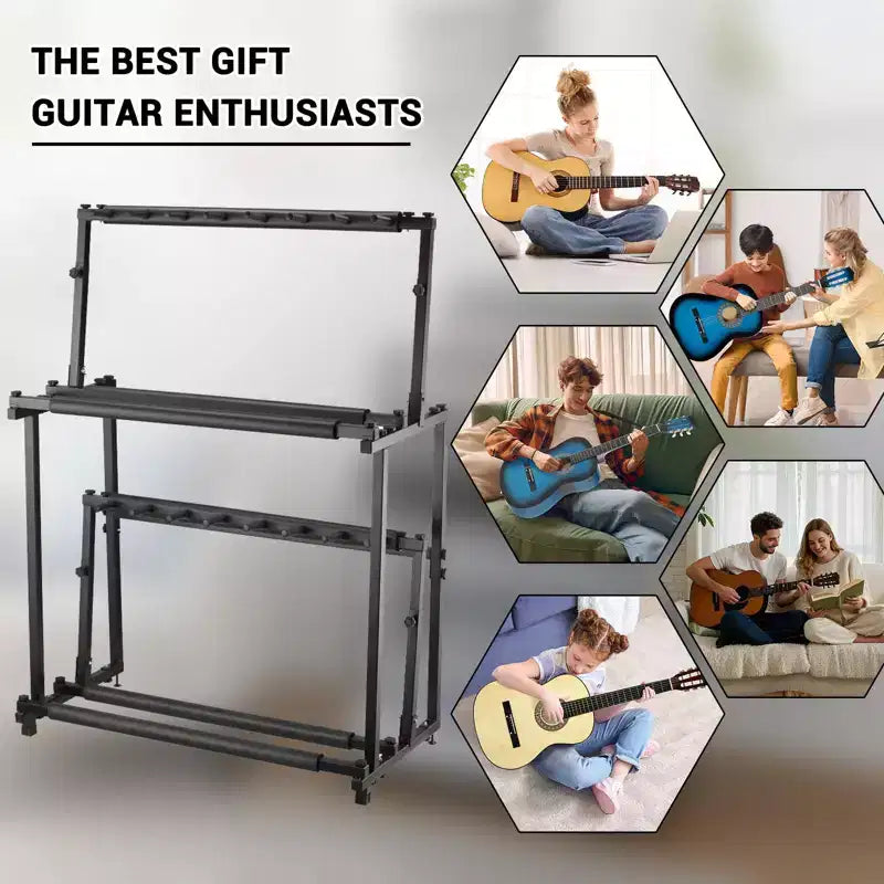 Support multi-guitares 2 niveaux, 14 supports, hauteur réglable, présentoir pour plusieurs guitares, accessoires d'ampli de guitare pour studio de musique à domicile