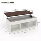 Table basse COZONY pour salon avec plateau relevable et rangement, design industriel carré avec décor en X, durable et élégante, blanche