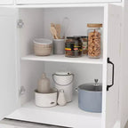 MAYEERTY Armoire de buffet de ferme blanche 47.95, 2 tiroirs 4 portes, meuble de rangement pour salle à manger