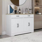 MAYEERTY Armoire de buffet de ferme blanche 47.95, 2 tiroirs 4 portes, meuble de rangement pour salle à manger