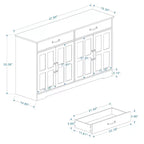 MAYEERTY Armoire de buffet de ferme blanche 47.95, 2 tiroirs 4 portes, meuble de rangement pour salle à manger