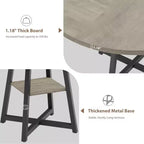 Table à manger ronde de 47 po pour 4 personnes - Table de cuisine moderne de style ferme avec pieds en métal, table à manger ronde en bois pour salle à manger, cuisine, salon