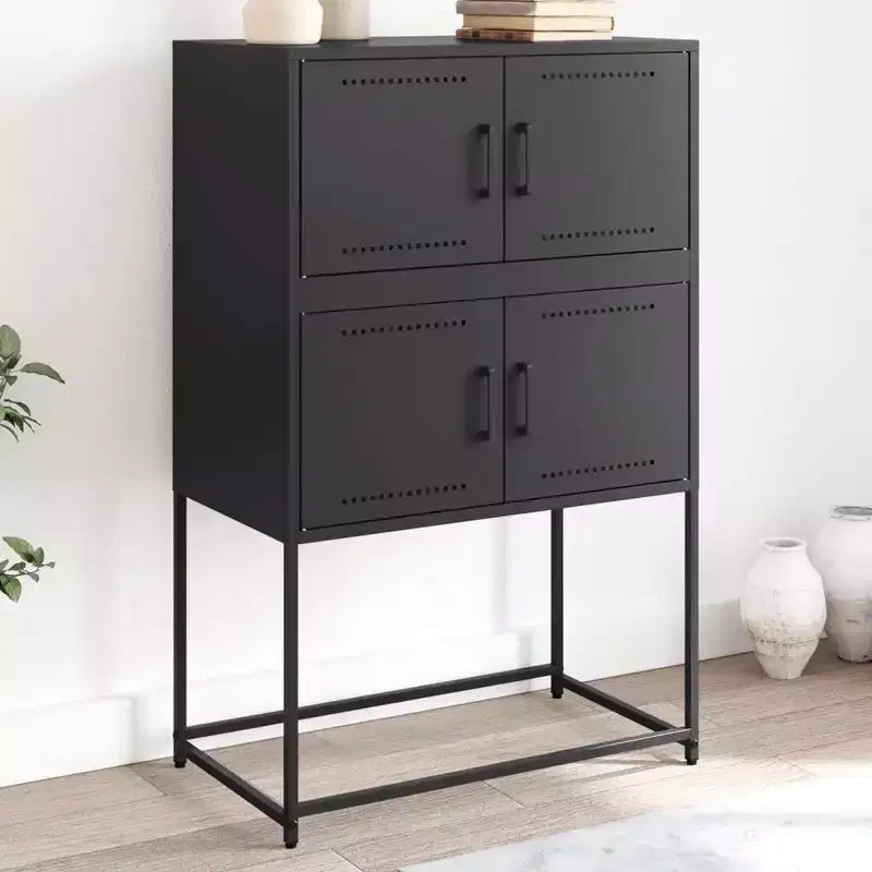 vidaXL Buffet noir acier Buffet moyen rectangulaire industriel